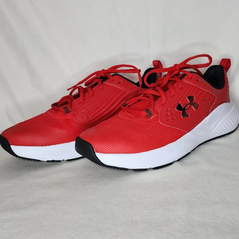 Under Armour Charged Pursuit 3 Red Black Running Shoes Mens 8.5 3026017-601